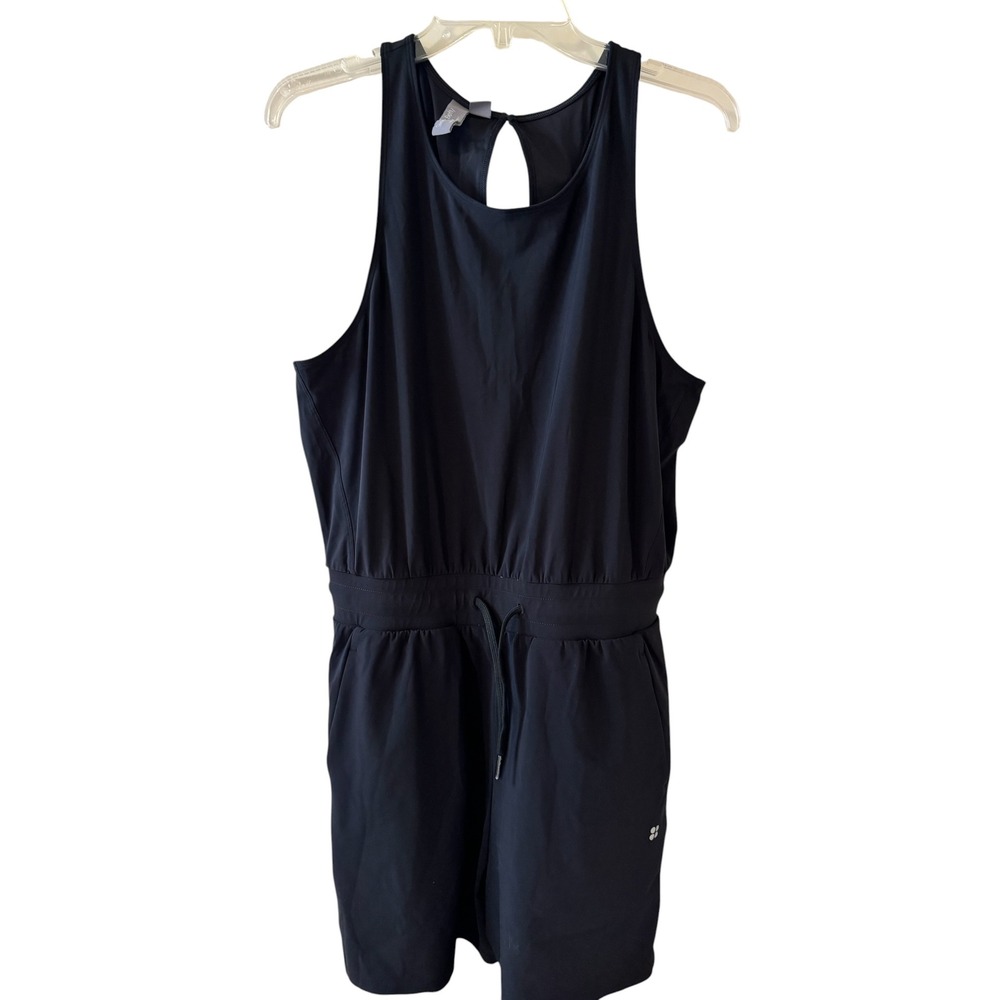 Sweaty Betty Explorer Romper Womens Black Sleeveless Drawstring Waist Pocket L